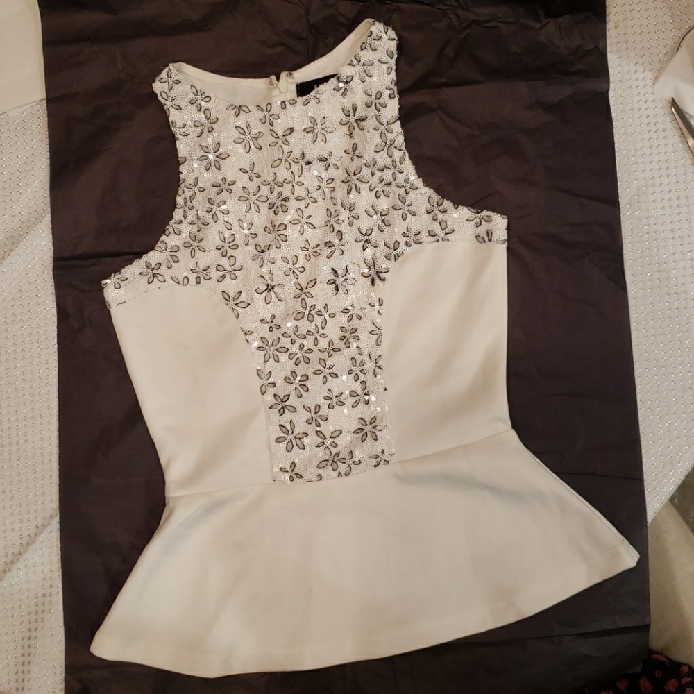 FAISCA white sequin tank